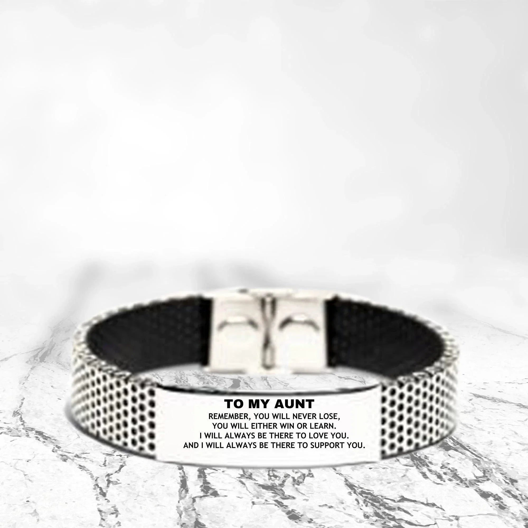 To My Aunt Remember, you will never lose. You will either WIN or LEARN, Keepsake Stainless Steel Engraved Bracelet Birthday Christmas Gifts