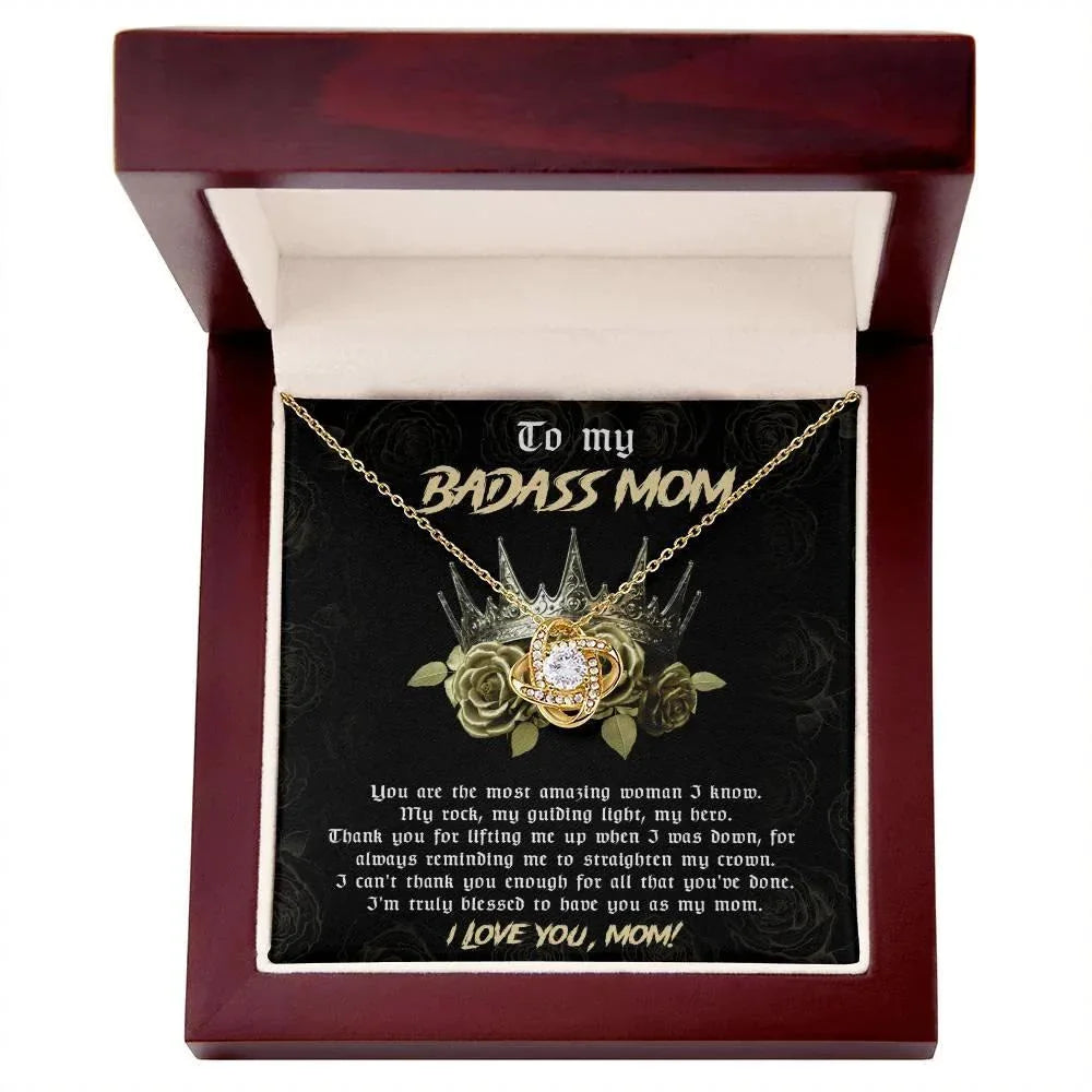 To My Badass Mom You are My Rock Love Knot Necklace