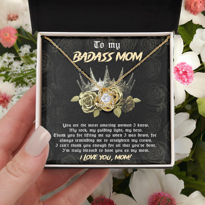 To My Badass Mom You are My Rock Love Knot Necklace - Mallard Moon Gift Shop
