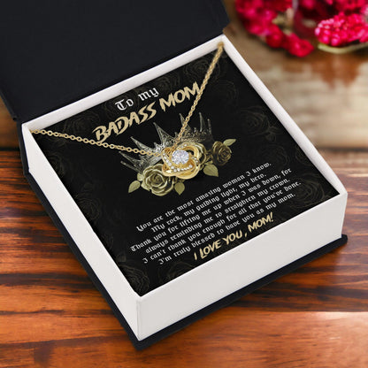 To My Badass Mom You are My Rock Love Knot Necklace - Mallard Moon Gift Shop