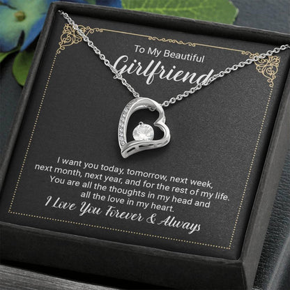 To My Beautiful Girlfriend Forever Love Pendant Necklace - Mallard Moon Gift Shop