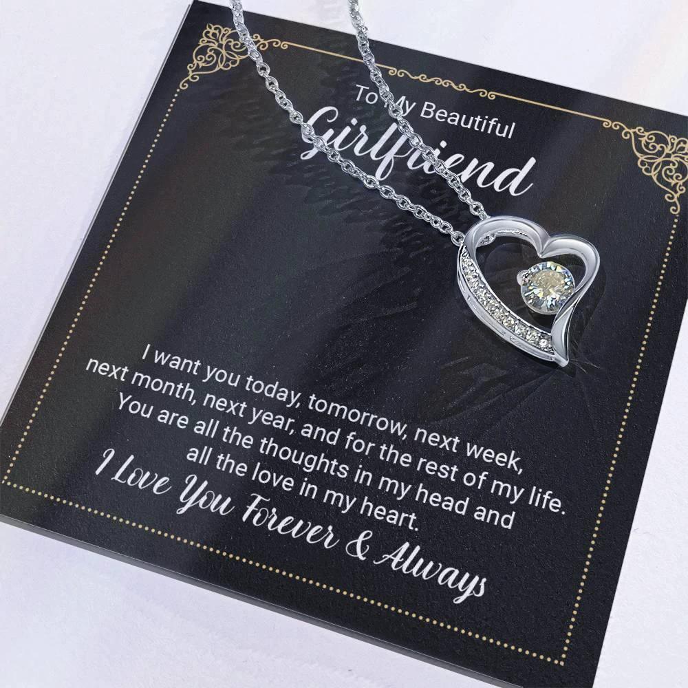 To My Beautiful Girlfriend Forever Love Pendant Necklace