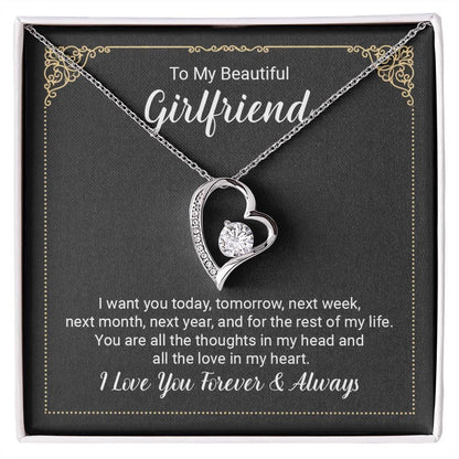To My Beautiful Girlfriend Forever Love Pendant Necklace - Mallard Moon Gift Shop