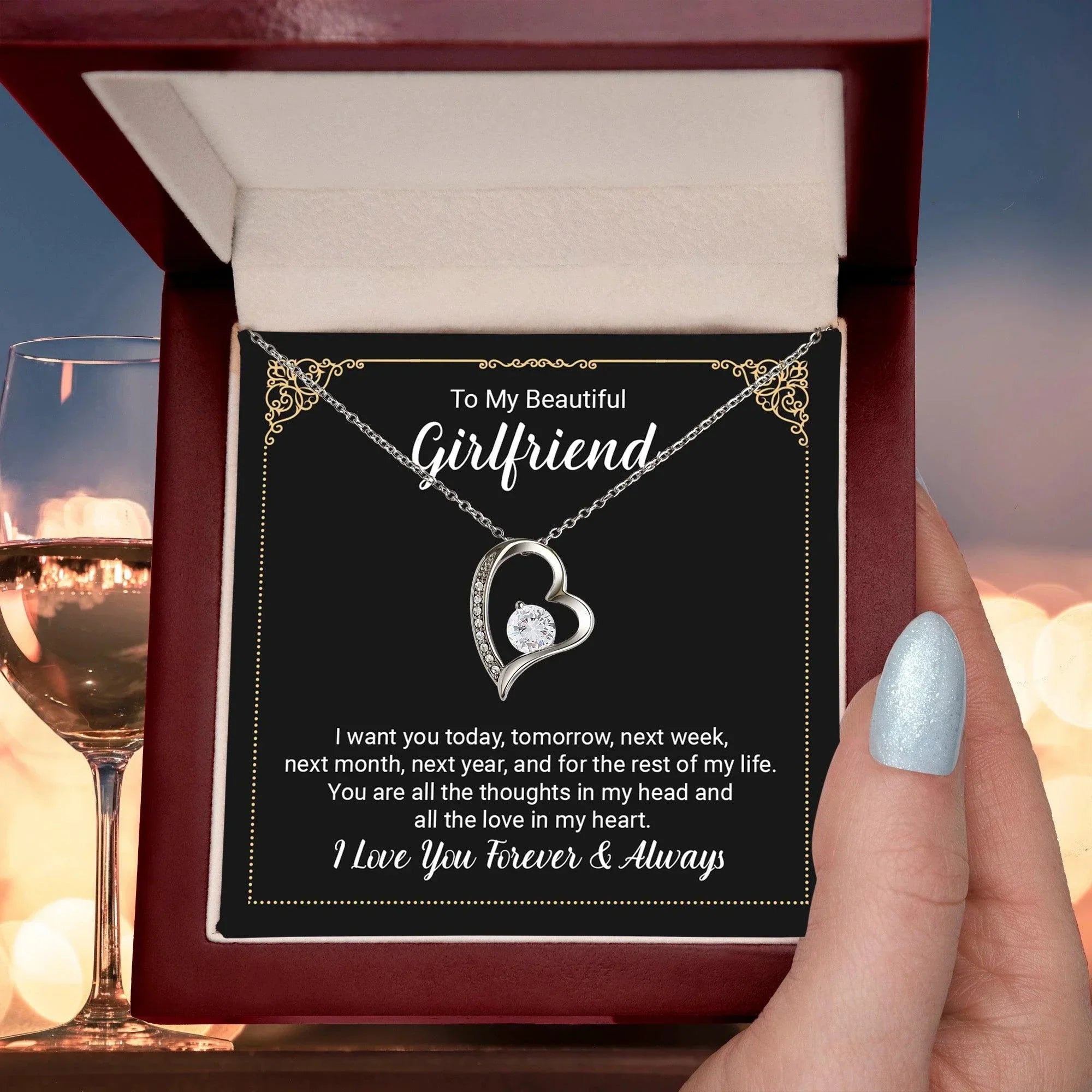 To My Beautiful Girlfriend Forever Love Pendant Necklace