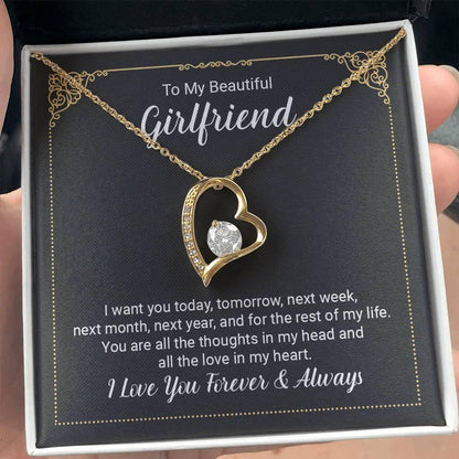 To My Beautiful Girlfriend Forever Love Pendant Necklace - Mallard Moon Gift Shop