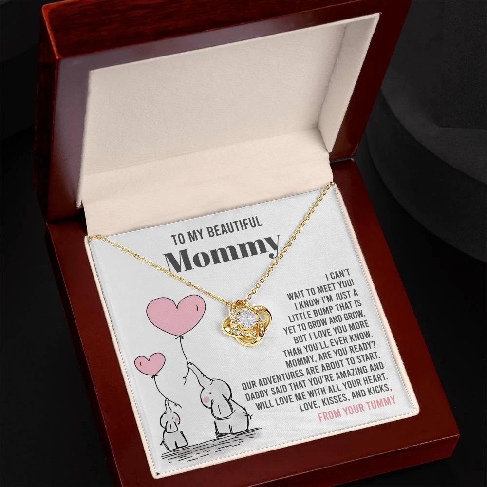To My Beautiful Mommy - Love Me With All Your Heart - Love Knot Necklace
