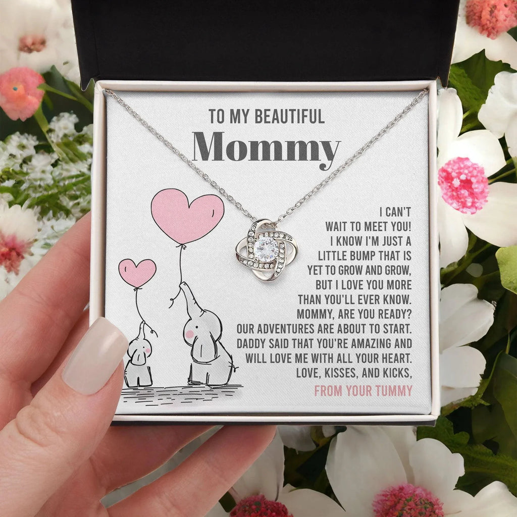 To My Beautiful Mommy - Love Me With All Your Heart - Love Knot Necklace