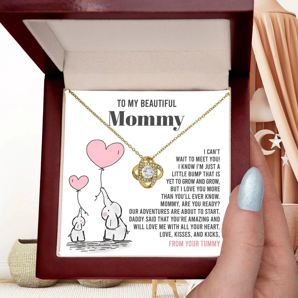 To My Beautiful Mommy - Love Me With All Your Heart - Love Knot Necklace