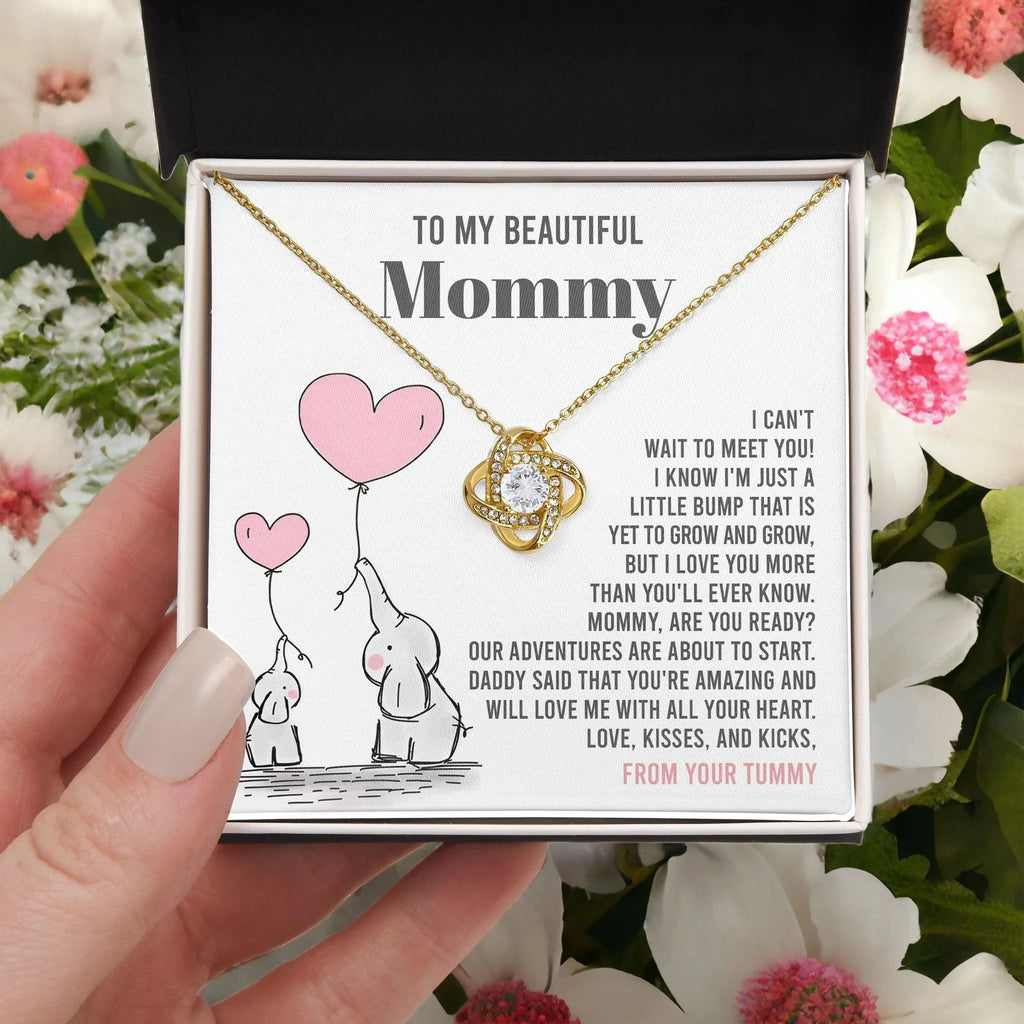 To My Beautiful Mommy - Love Me With All Your Heart - Love Knot Necklace