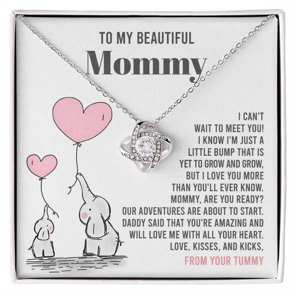 To My Beautiful Mommy - Love Me With All Your Heart - Love Knot Necklace