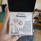 To My Beautiful Mommy - Love Me With All Your Heart - Love Knot Necklace