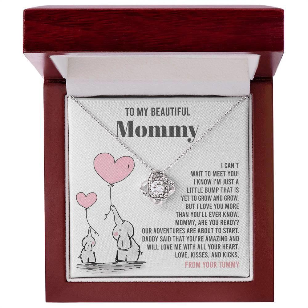 To My Beautiful Mommy - Love Me With All Your Heart - Love Knot Necklace