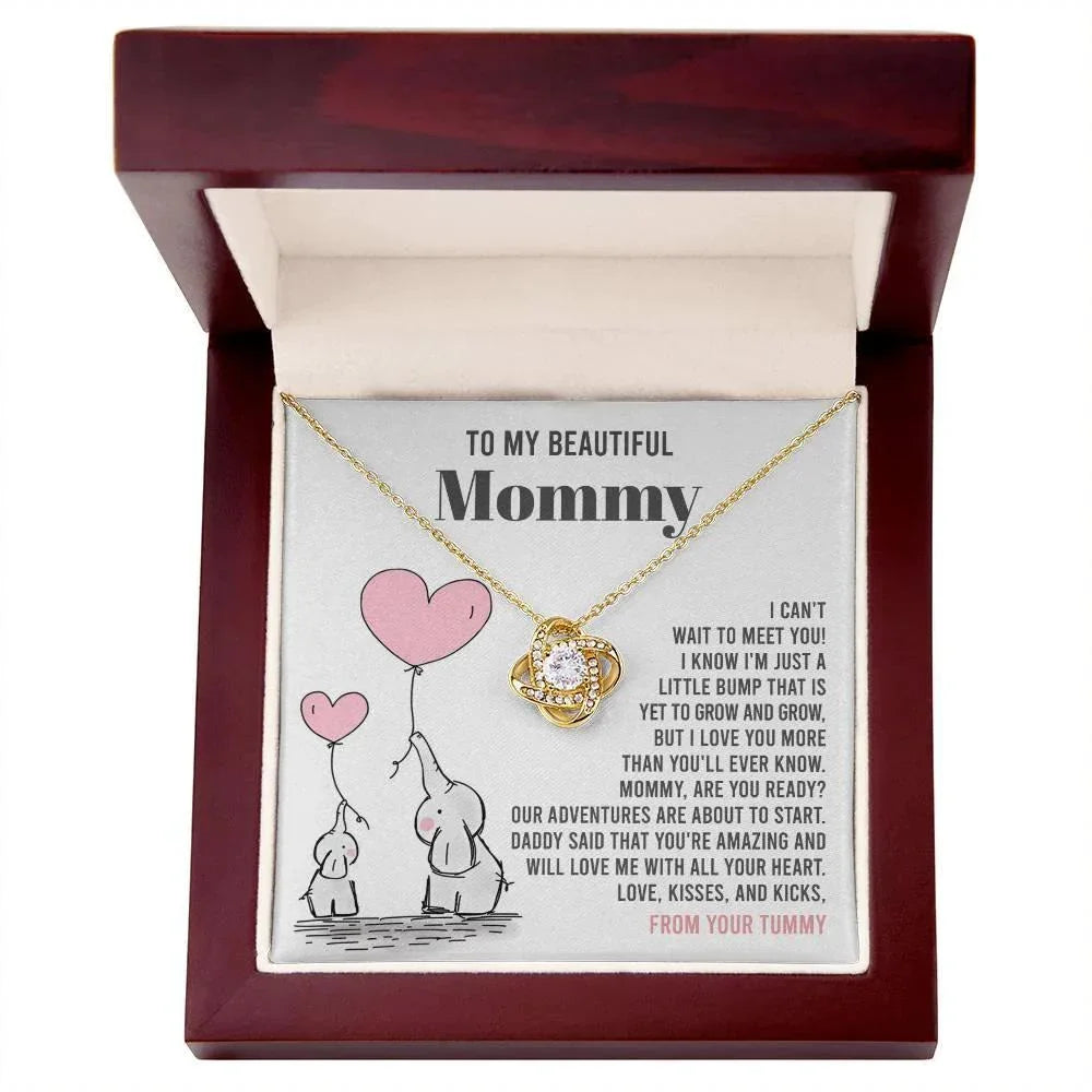To My Beautiful Mommy - Love Me With All Your Heart - Love Knot Necklace