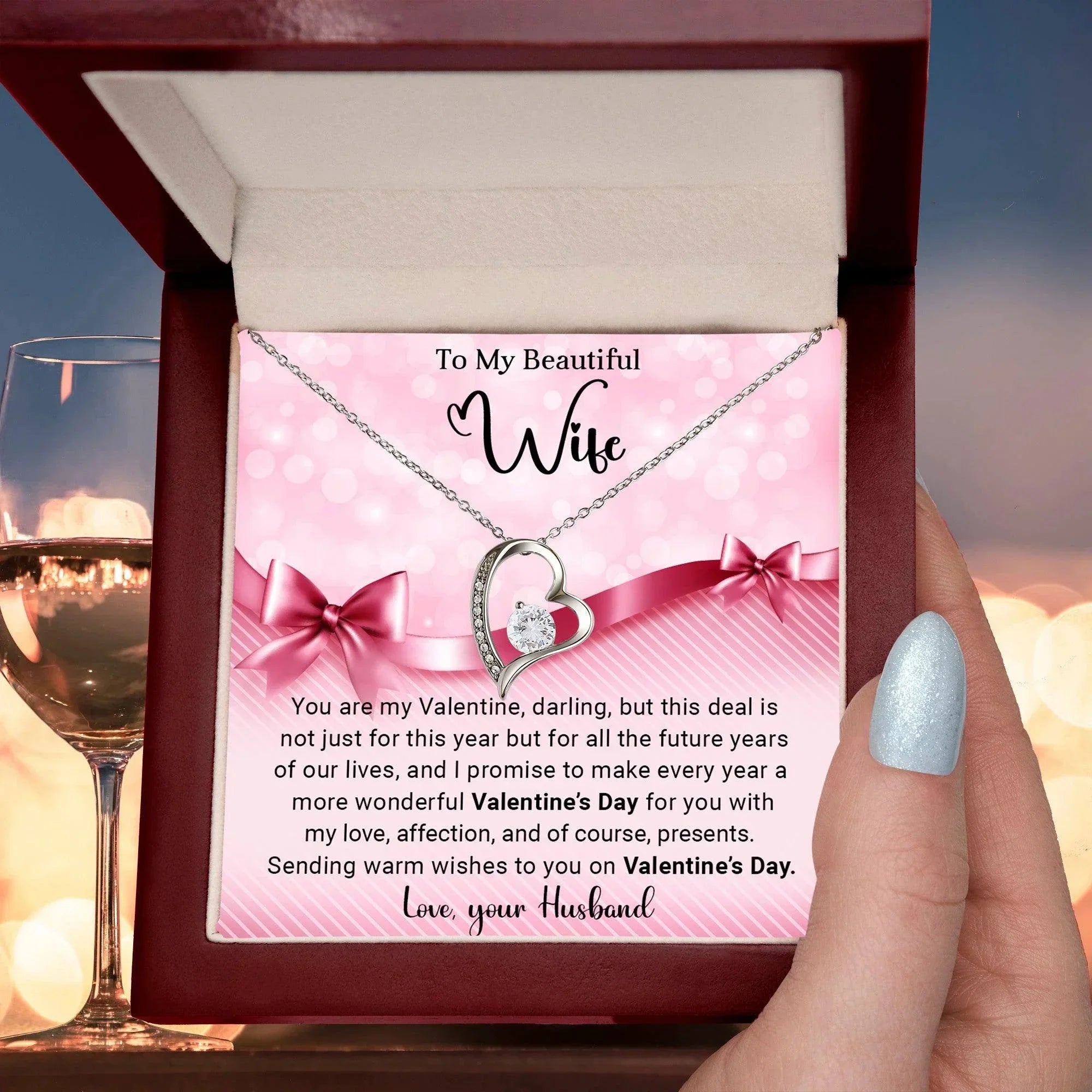 To My Beautiful Wife I Promise You Forever Love Pendant Necklace