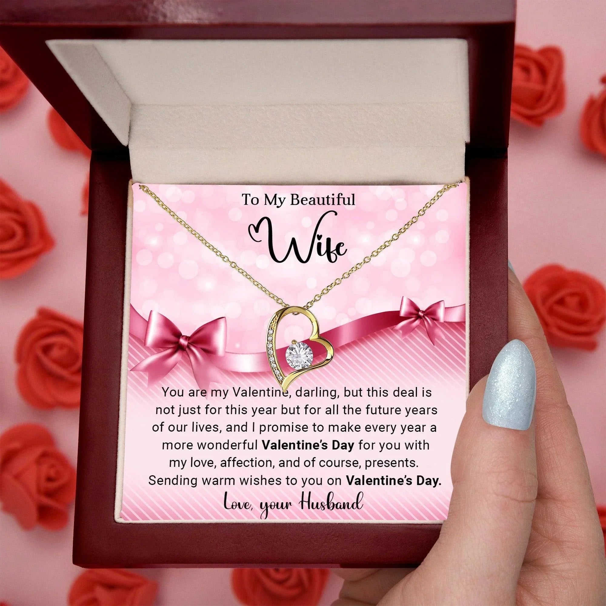 To My Beautiful Wife I Promise You Forever Love Pendant Necklace