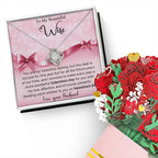 To My Beautiful Wife I Promise You Love Knot Necklace with Flower Bouquet