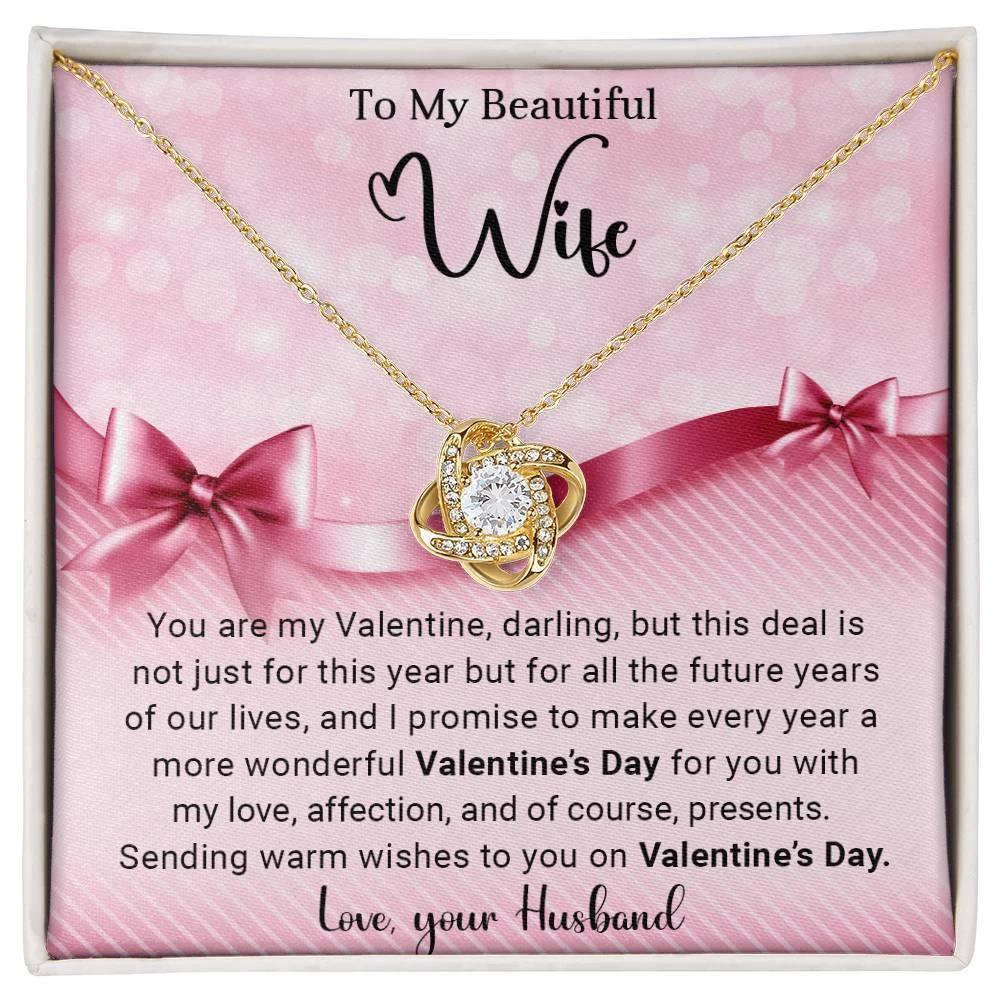 To My Beautiful Wife I Promise You Love Knot Necklace with Flower Bouquet