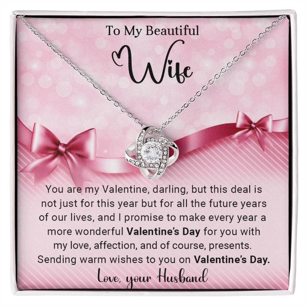To My Beautiful Wife I Promise You Love Knot Necklace with Flower Bouquet - Mallard Moon Gift Shop