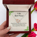 To My Best Friend - A Good Friend is Like a Four-leaf Clover, Hard to Find and Lucky to Have Personalized Hearts Pendant Necklace