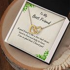 To My Best Friend - A Good Friend is Like a Four-leaf Clover, Hard to Find and Lucky to Have Personalized Hearts Pendant Necklace