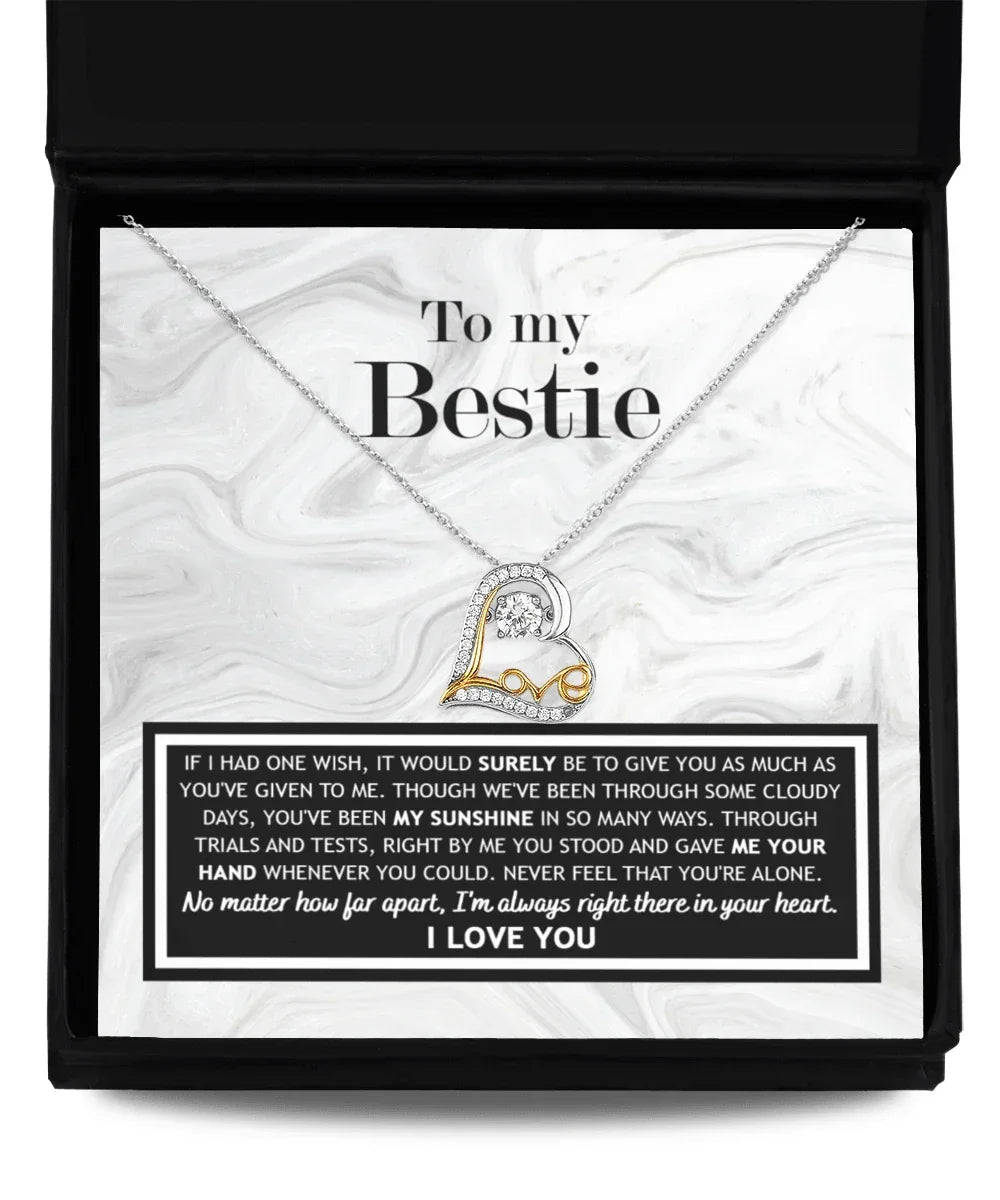 To My Bestie, You've Been My Sunshine Heart Pendant Necklace
