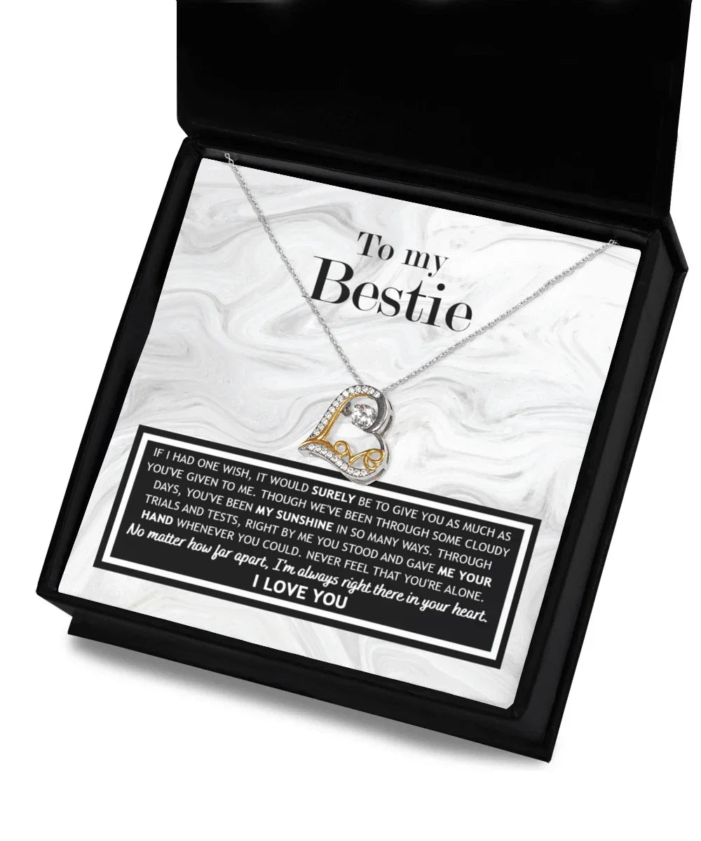 To My Bestie, You've Been My Sunshine Heart Pendant Necklace