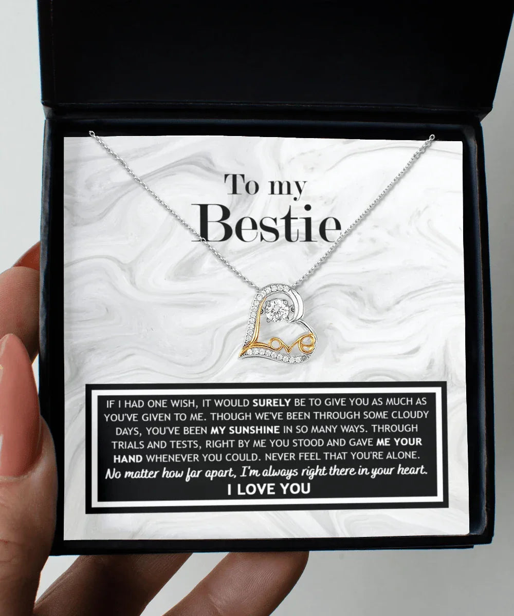 To My Bestie, You've Been My Sunshine Heart Pendant Necklace