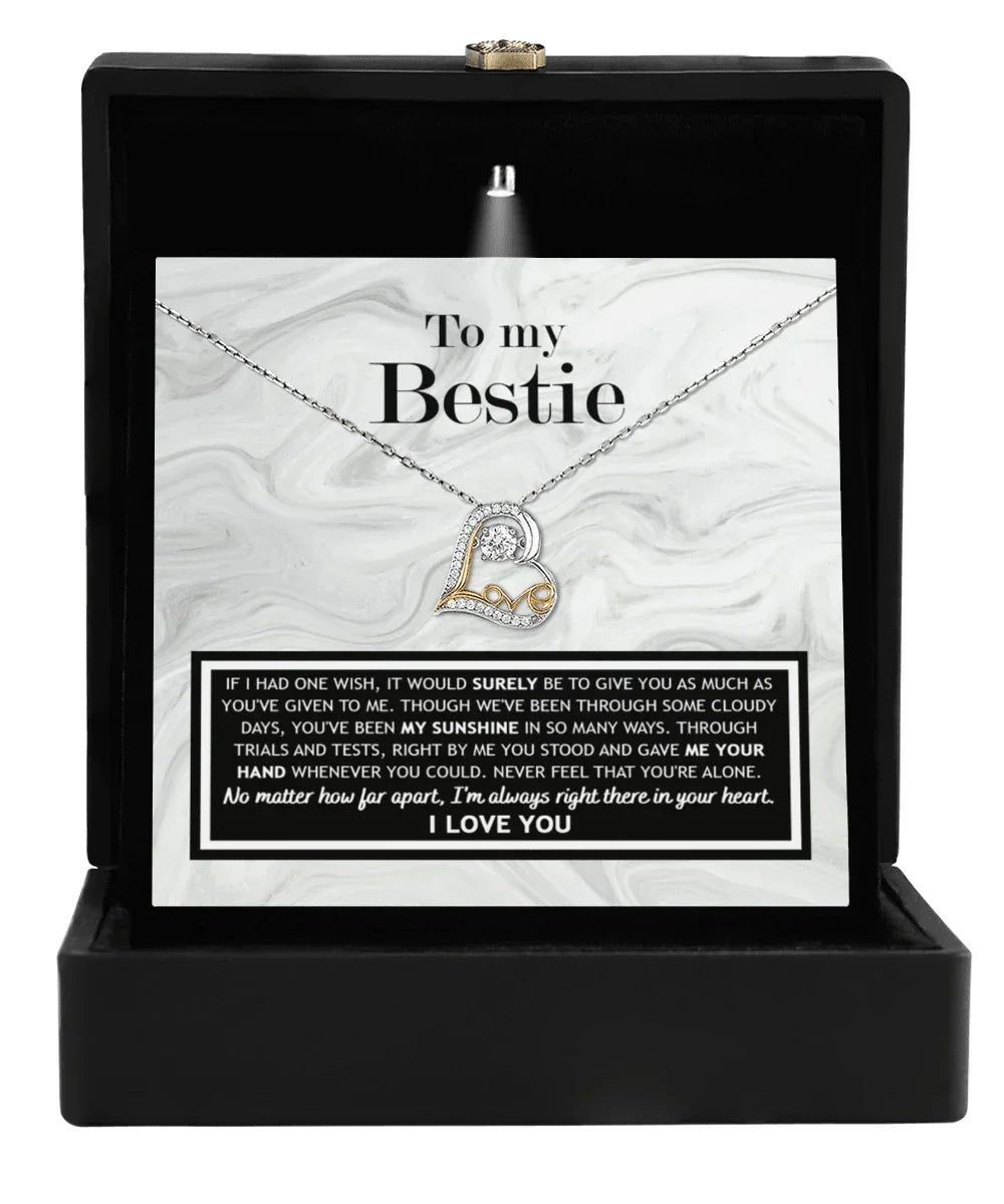 To My Bestie, You've Been My Sunshine Heart Pendant Necklace