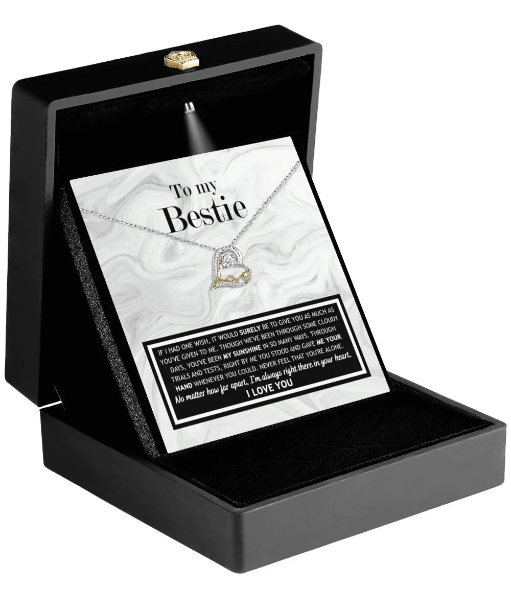 To My Bestie, You've Been My Sunshine Heart Pendant Necklace
