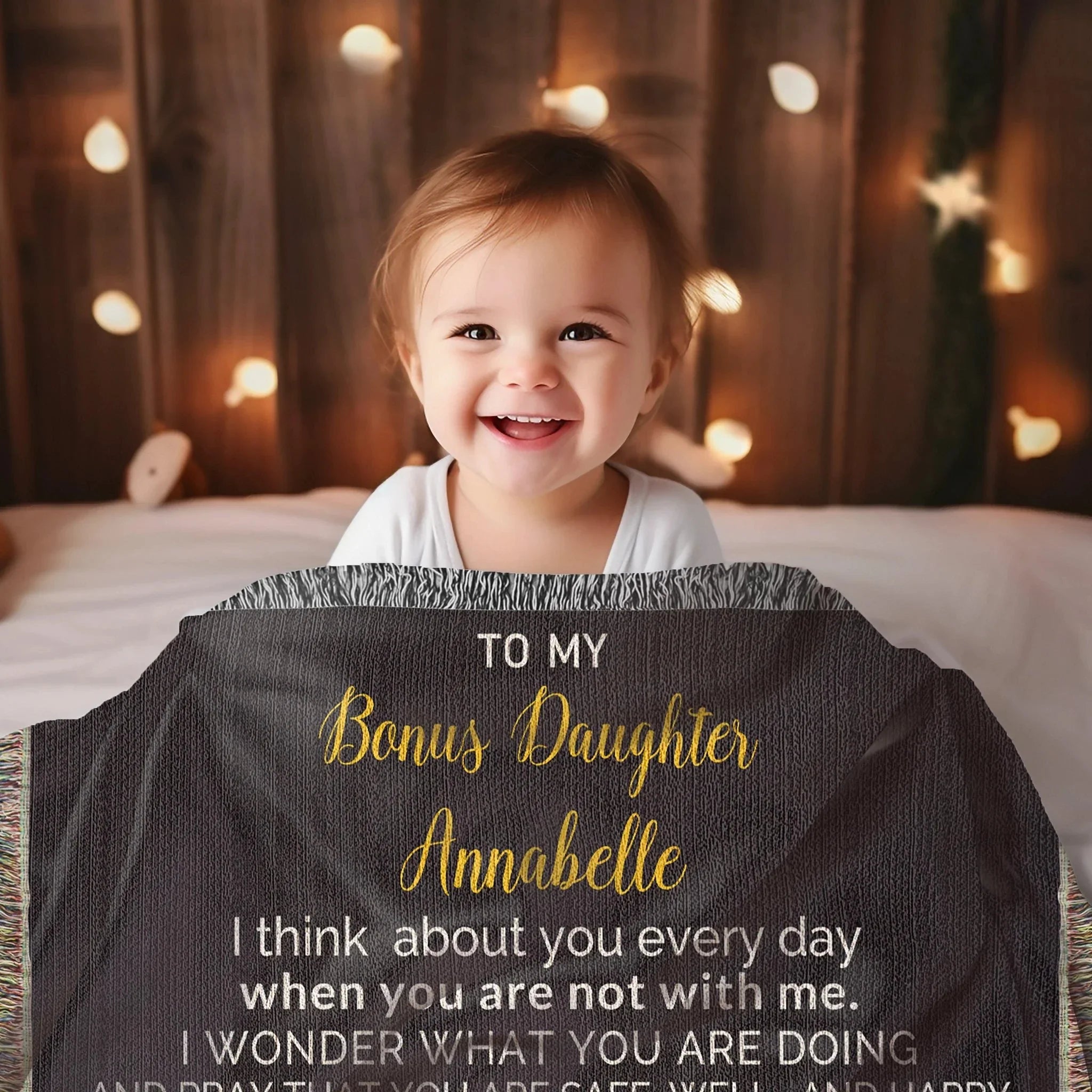 To My Bonus Daughter My Love Will Follow You Personalized Heirloom Woven Blanket
