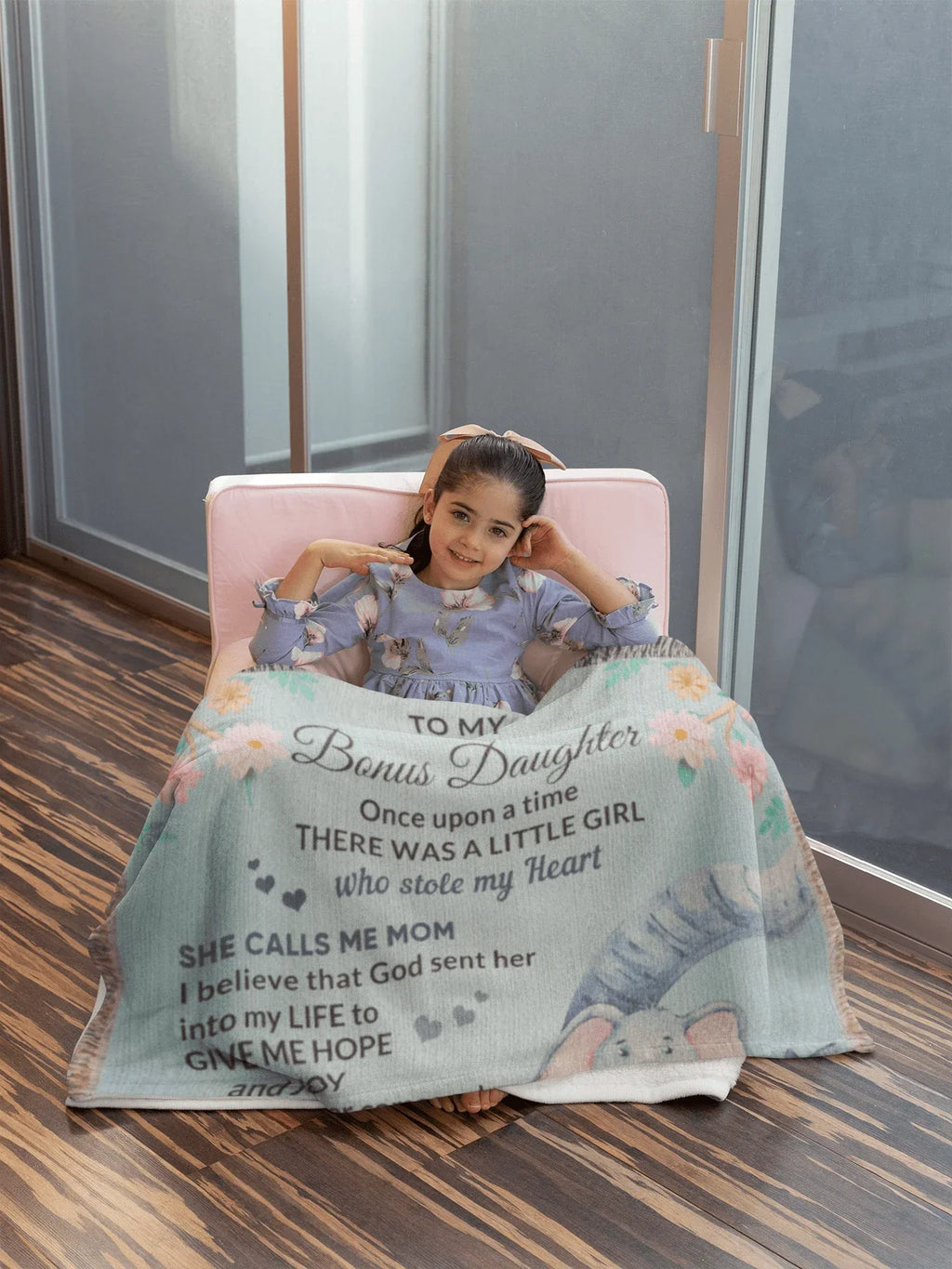 To My Bonus Daughter, You bring me Hope and Joy Heirloom Woven Blanket