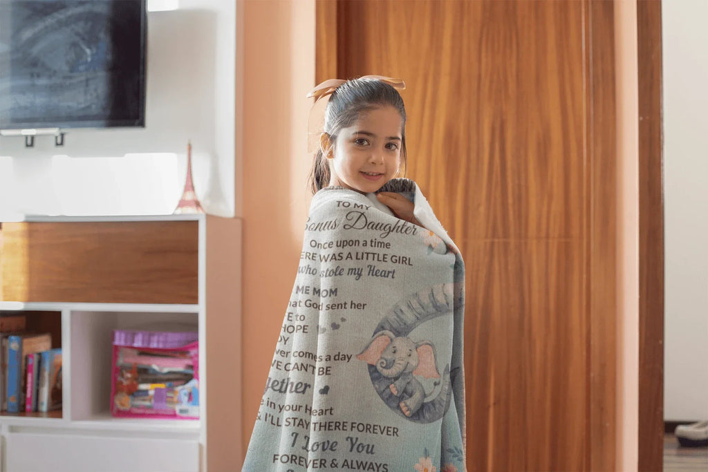 To My Bonus Daughter, You bring me Hope and Joy Heirloom Woven Blanket