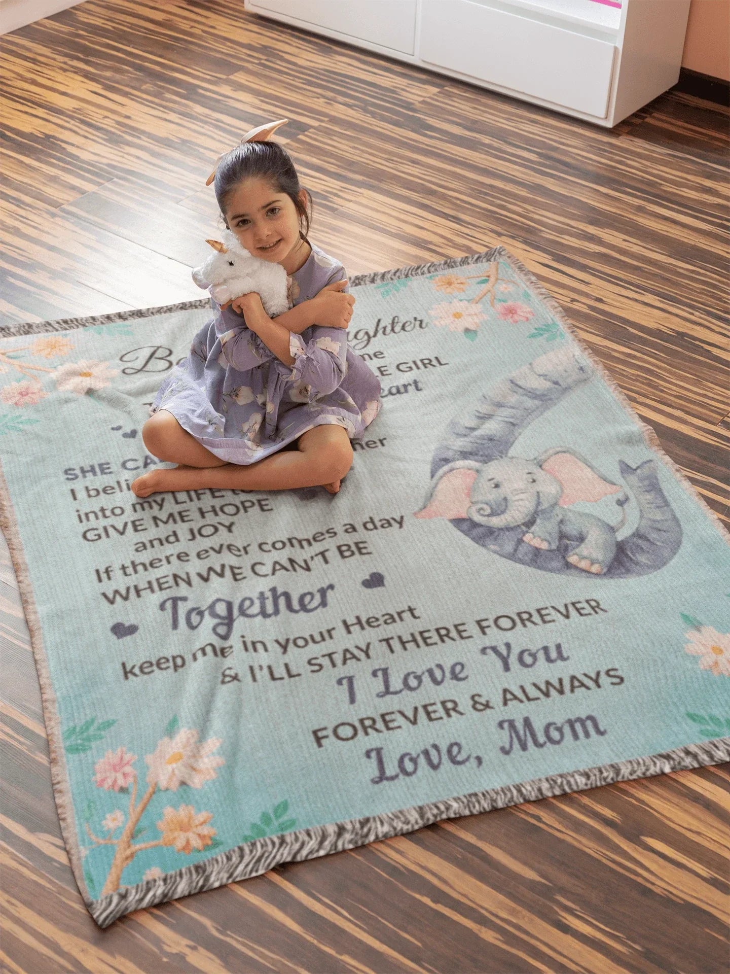 To My Bonus Daughter, You bring me Hope and Joy Heirloom Woven Blanket