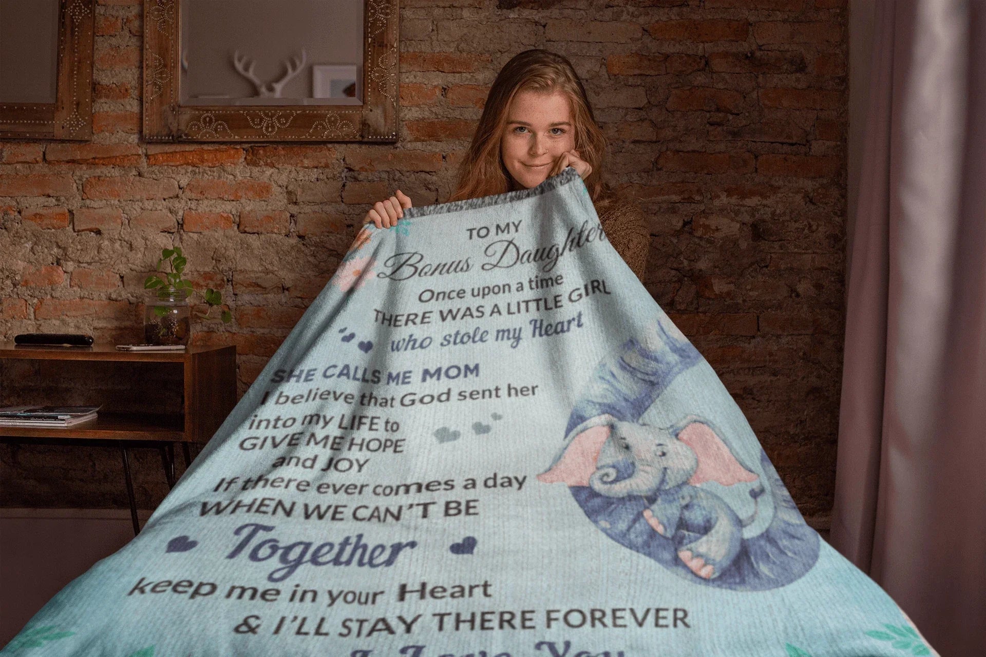 To My Bonus Daughter, You bring me Hope and Joy Heirloom Woven Blanket