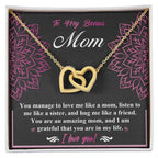 To My Bonus Mom - I am Grateful You Are in My Life - Interlocking Hearts Pendant Necklace