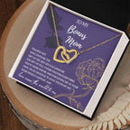 To My Bonus Mom Thank You for Everything Interlocking Hearts Pendant Necklace