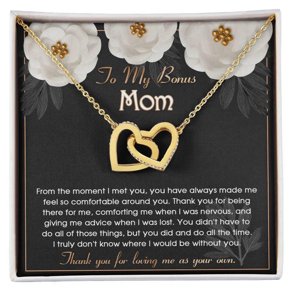 To My Bonus Mom Thank You for Loving Me as Your Own Hearts Pendant Necklace