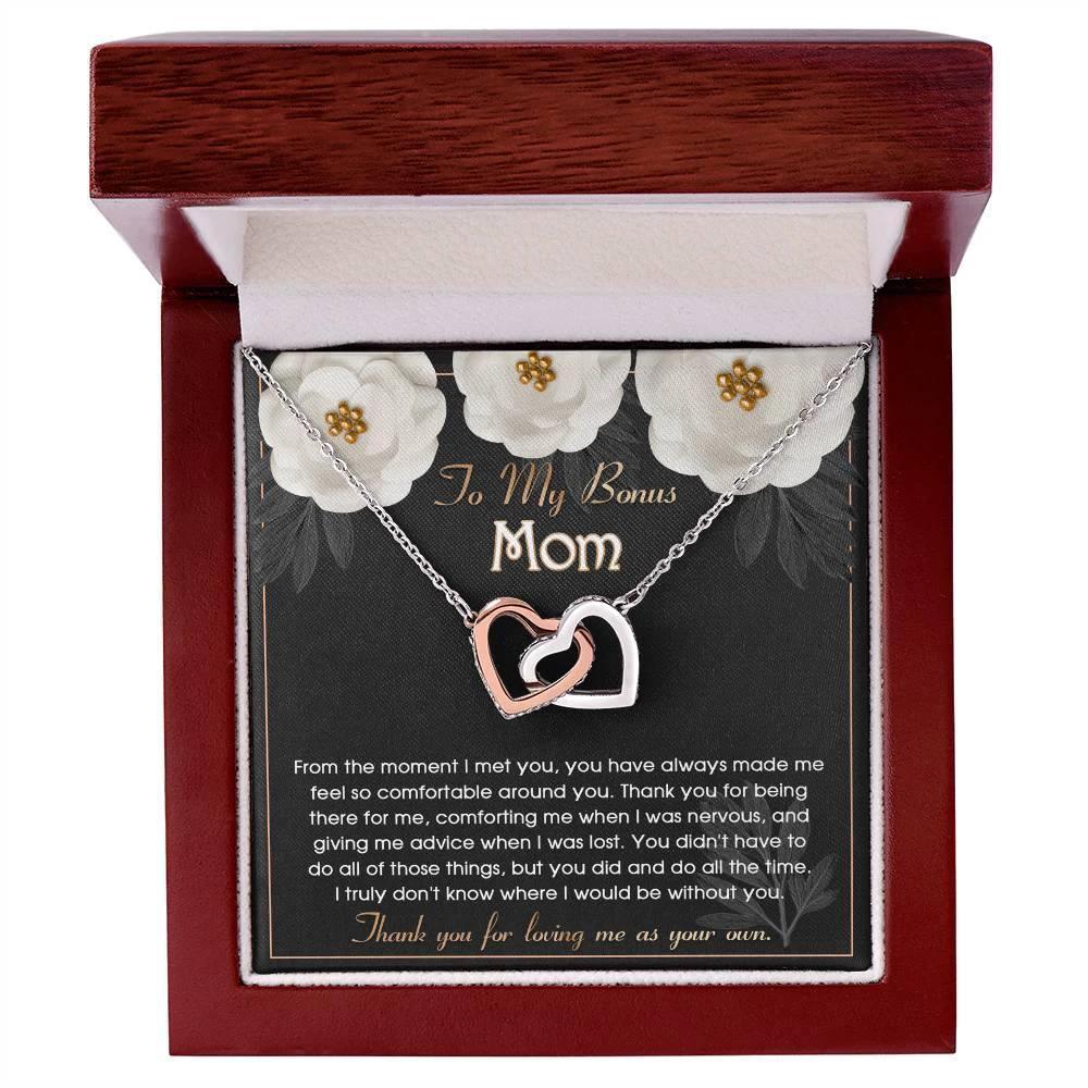 To My Bonus Mom Thank You for Loving Me as Your Own Hearts Pendant Necklace