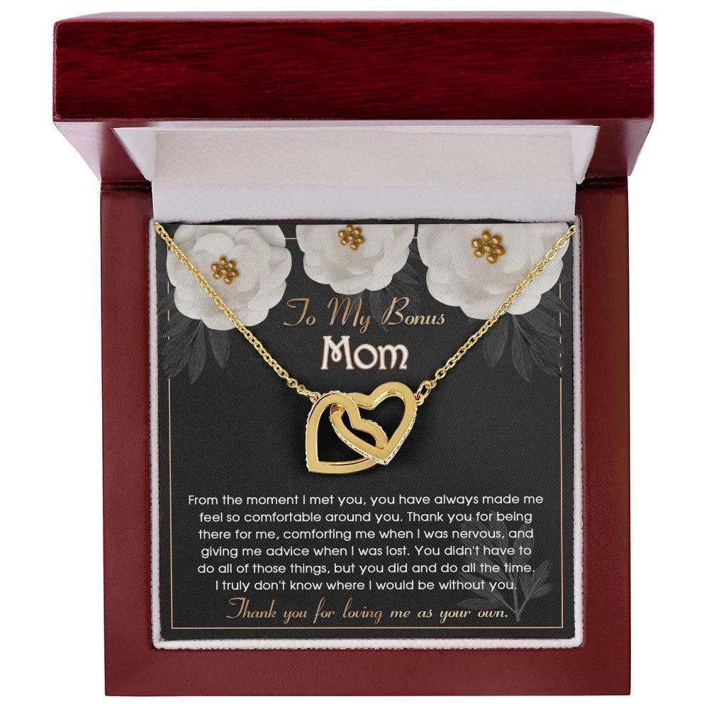 To My Bonus Mom Thank You for Loving Me as Your Own Hearts Pendant Necklace