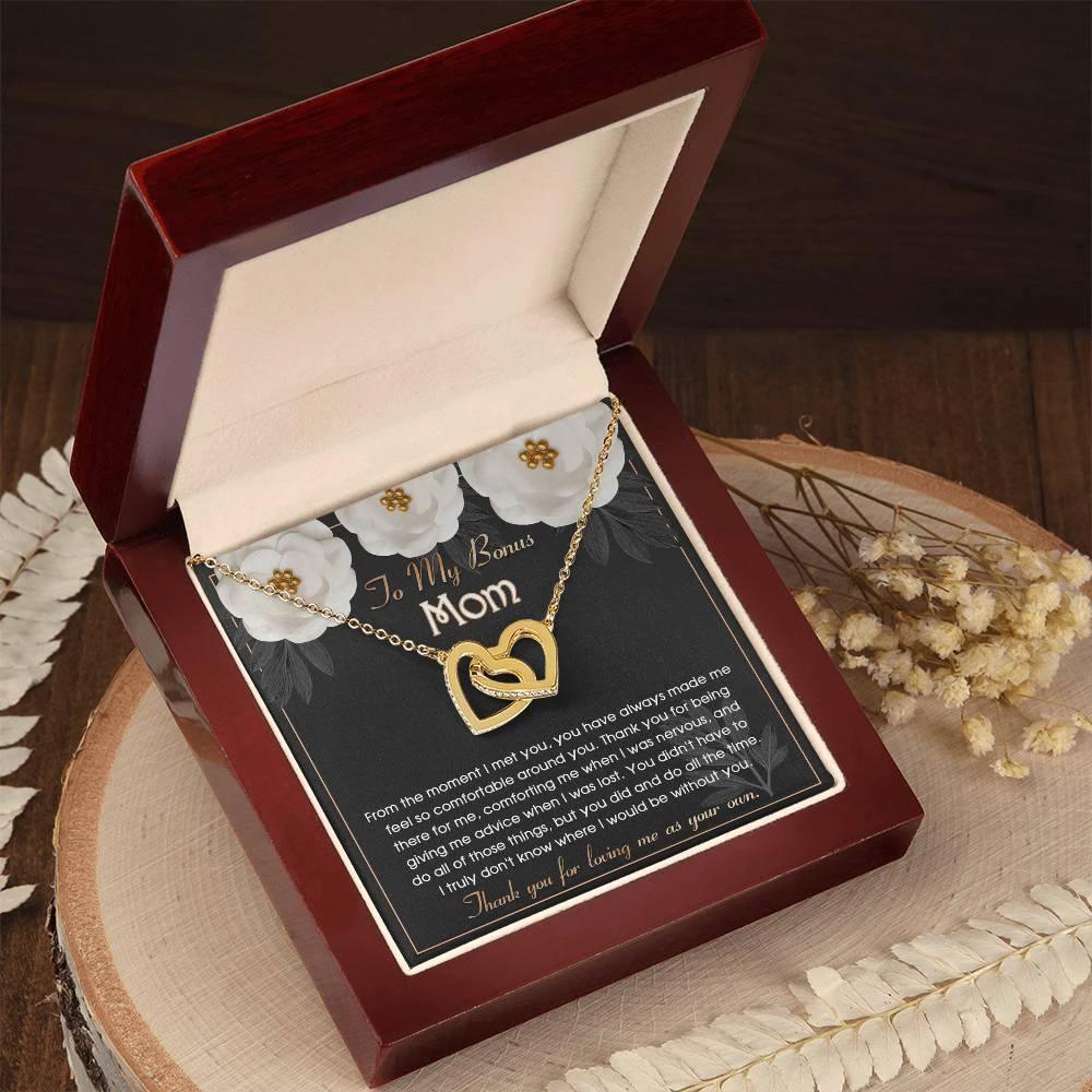 To My Bonus Mom Thank You for Loving Me as Your Own Hearts Pendant Necklace
