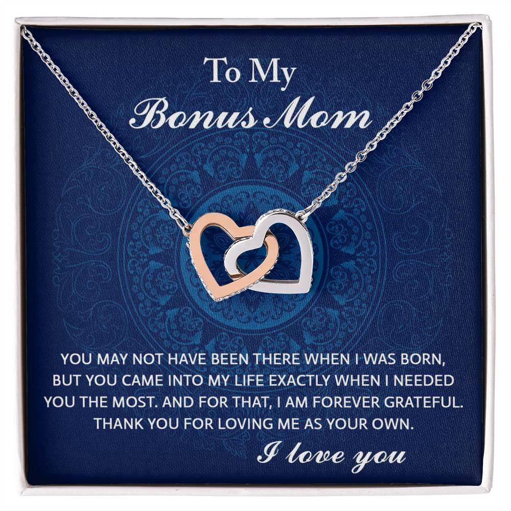 To My Bonus Mom - You Were There When I Needed You Interlocking Hearts Pendant Necklace