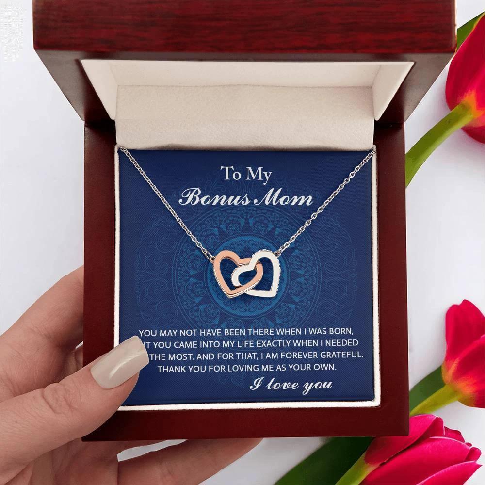 To My Bonus Mom - You Were There When I Needed You Interlocking Hearts Pendant Necklace