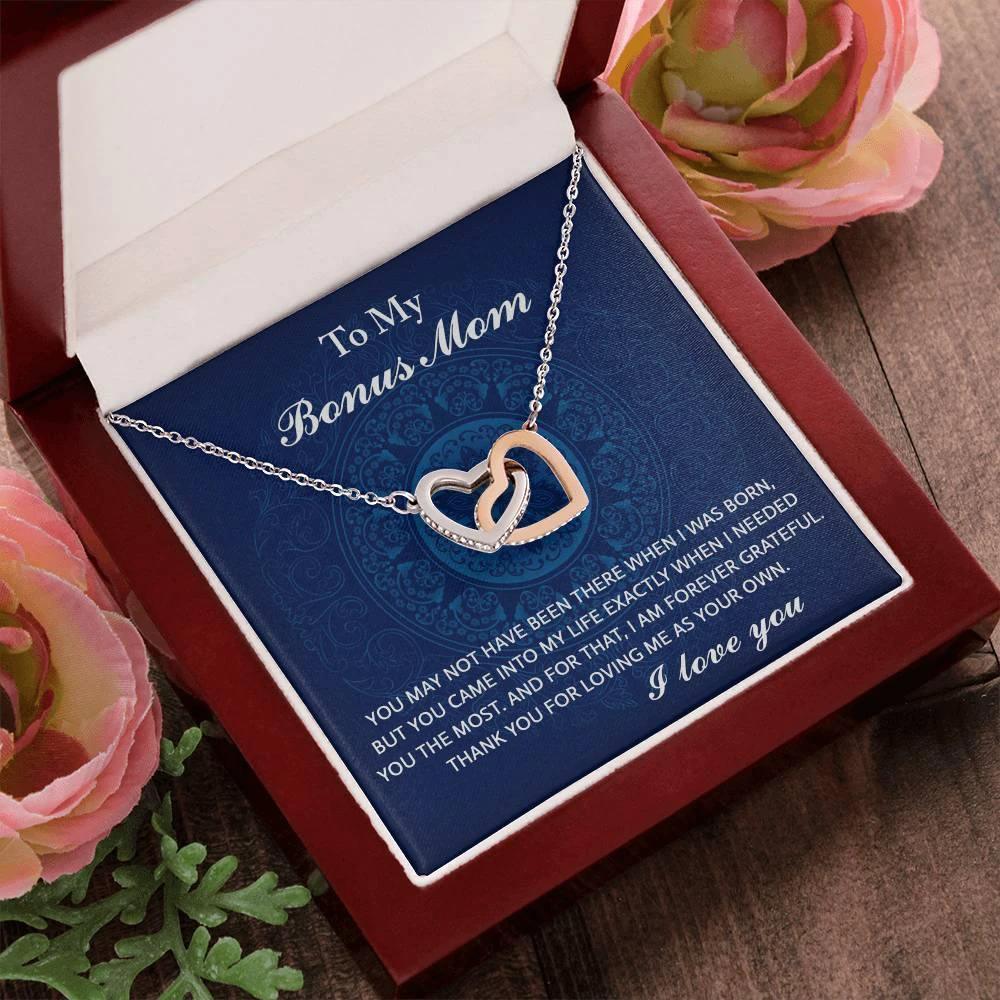 To My Bonus Mom - You Were There When I Needed You Interlocking Hearts Pendant Necklace