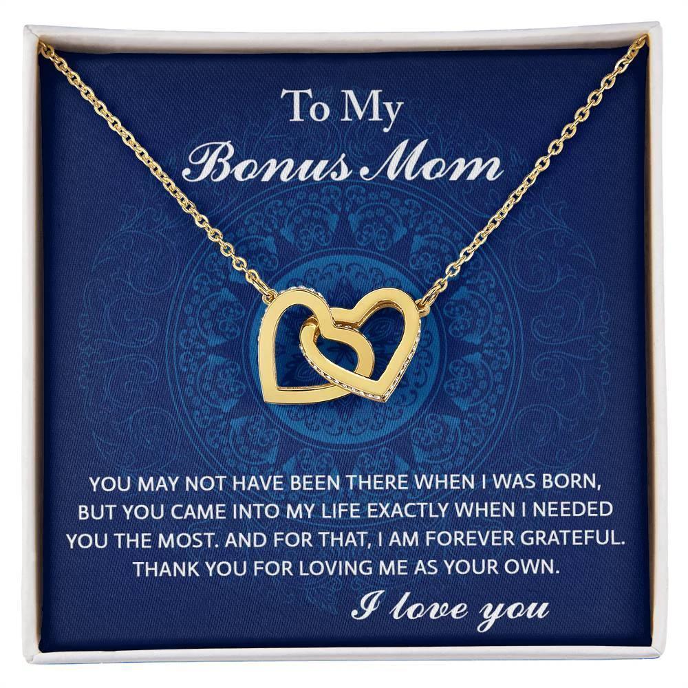To My Bonus Mom - You Were There When I Needed You Interlocking Hearts Pendant Necklace