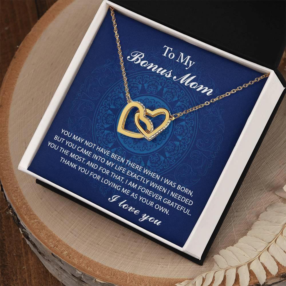 To My Bonus Mom - You Were There When I Needed You Interlocking Hearts Pendant Necklace