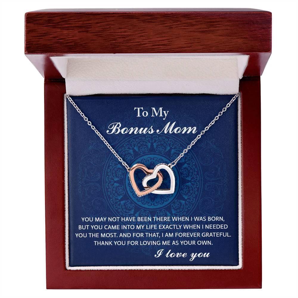 To My Bonus Mom - You Were There When I Needed You Interlocking Hearts Pendant Necklace