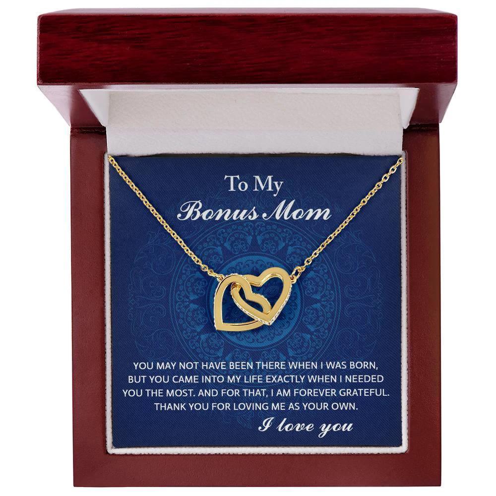 To My Bonus Mom - You Were There When I Needed You Interlocking Hearts Pendant Necklace