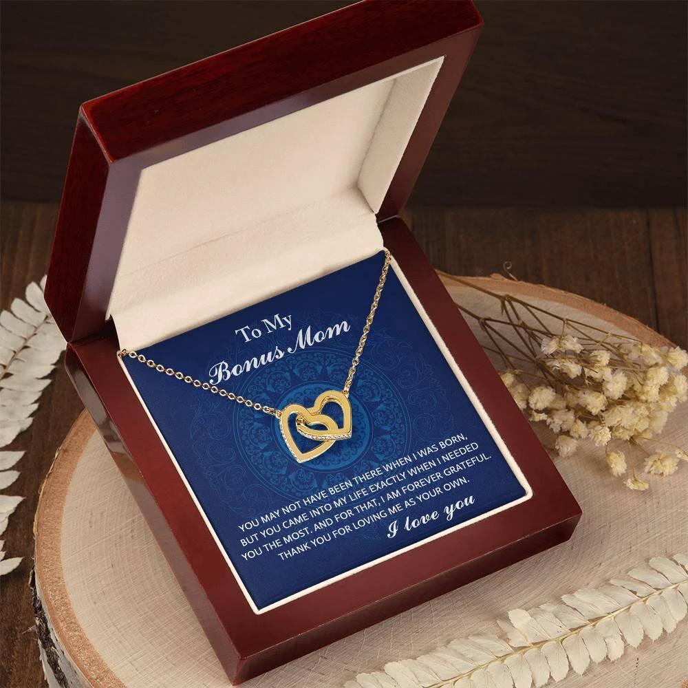 To My Bonus Mom - You Were There When I Needed You Interlocking Hearts Pendant Necklace