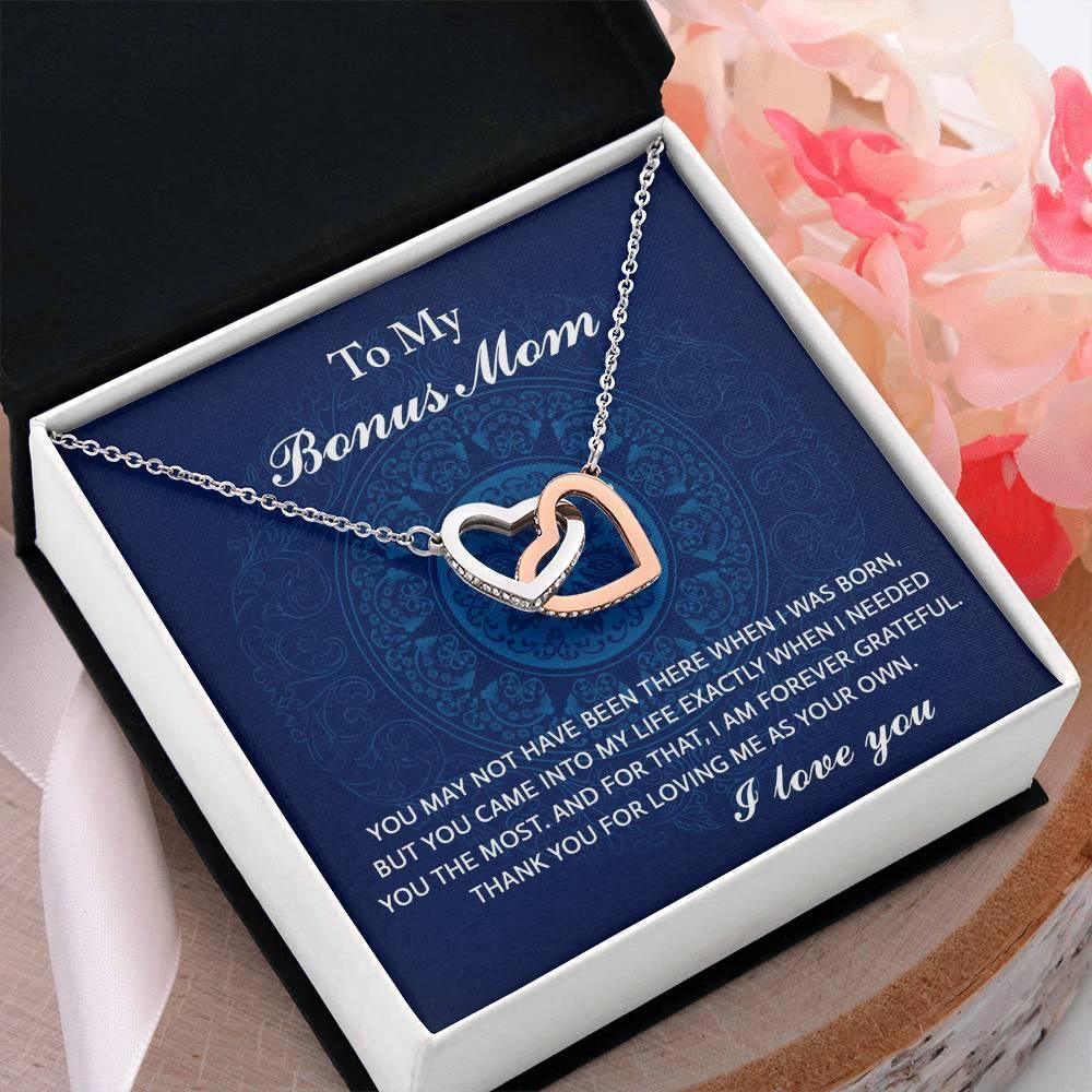 To My Bonus Mom - You Were There When I Needed You Interlocking Hearts Pendant Necklace