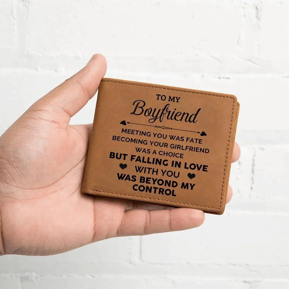 To My Boyfriend Meeting You Was Fate Genuine Cowhide Leather Wallet